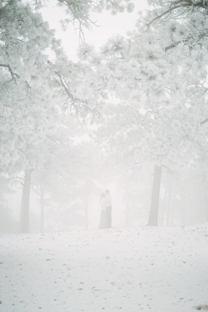 Film Engagement Photography - Winter and Foggy Engagement Session - Lookout Mountain