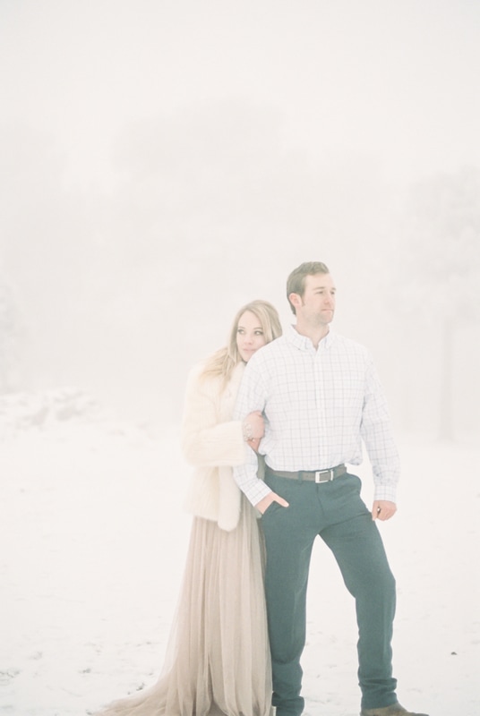 Film Engagement Photography - Winter and Foggy Engagement Session - Lookout Mountain
